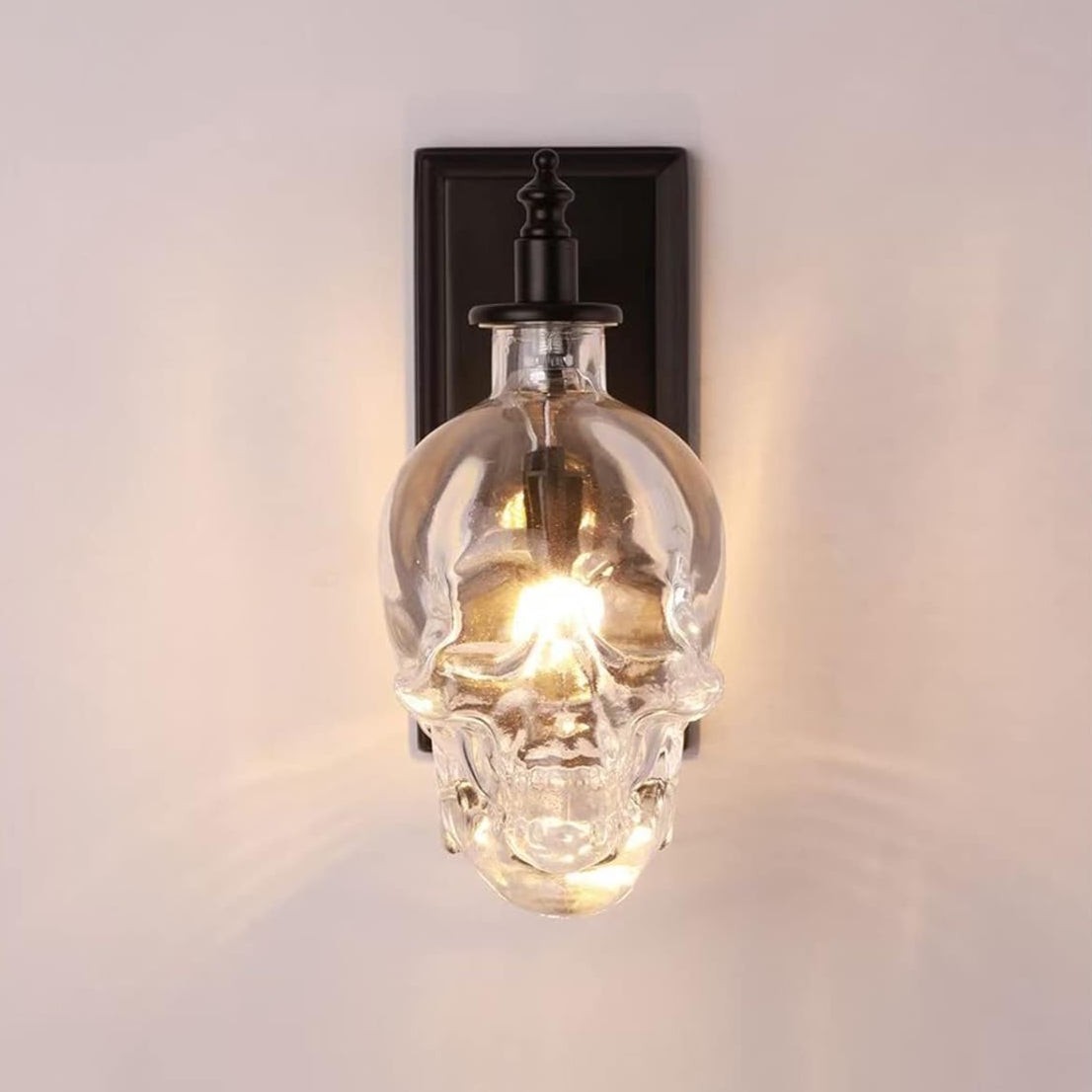 Helder glazen schedel wandlamp HL1251