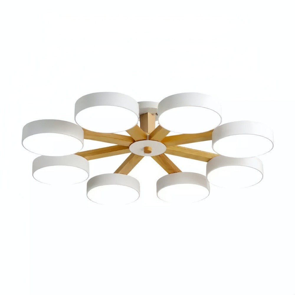 Nordic Wood Plafondlamp - Schijfvormige Lamp voor Woonkamer HL1351