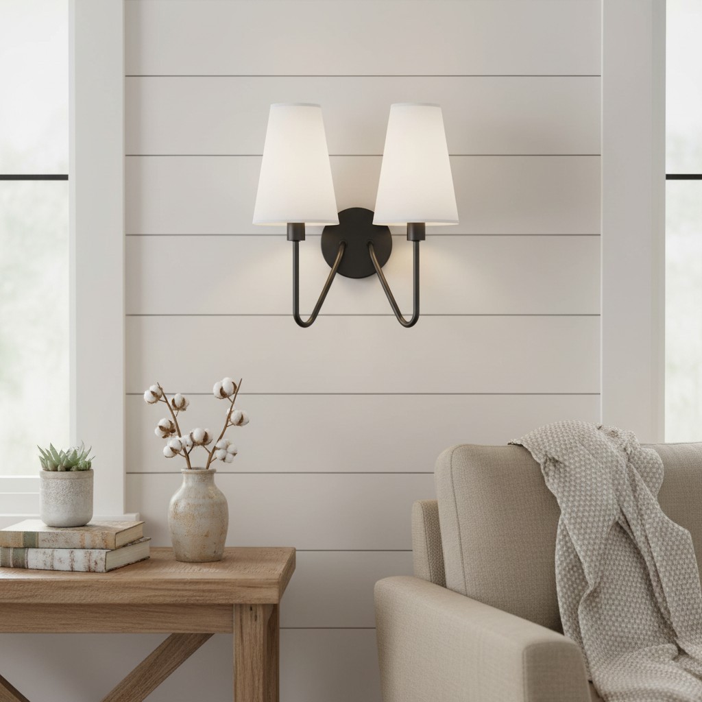 Arcuma Vintage geïnspireerde metalen wandlamp - Handgemaakte stoffen kap voor de slaapkamer HL2302