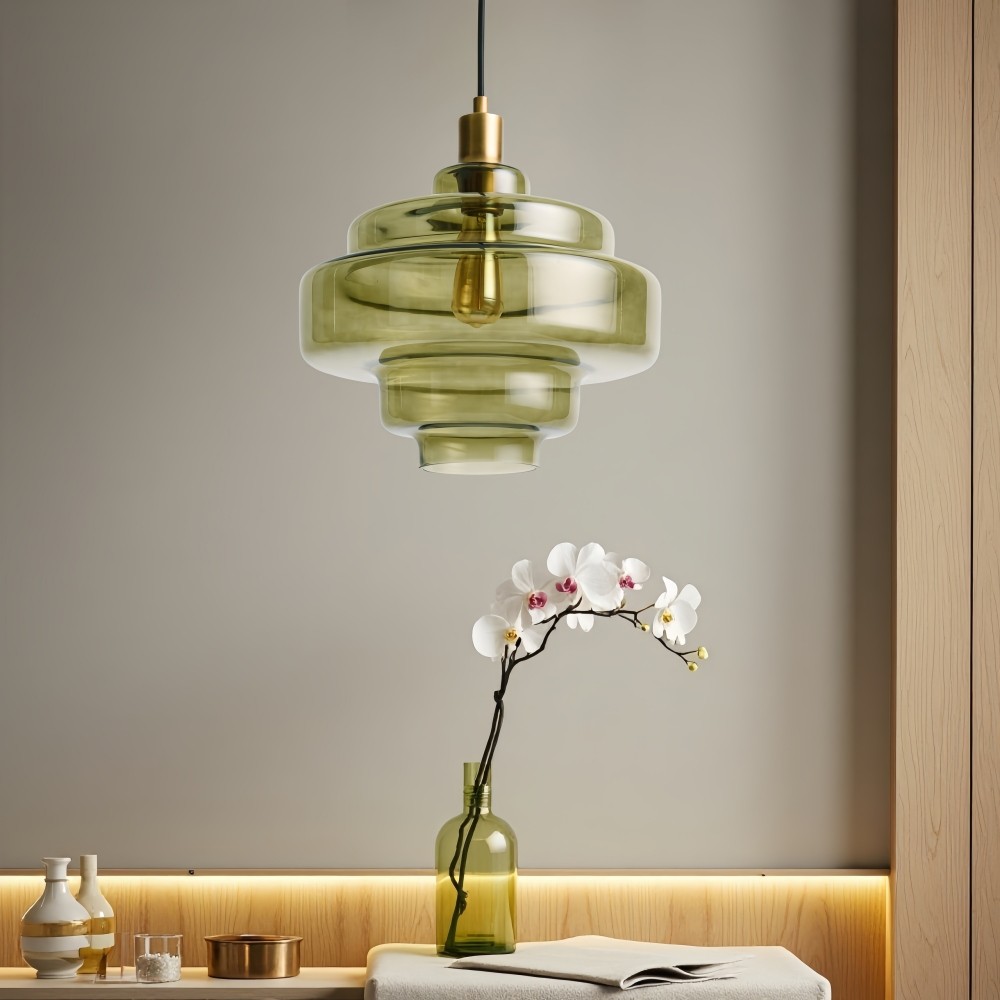 Vintage Hanglamp met Meerdere Lagen - Art Deco Glazen Hanglamp voor Keuken en Woonkamer HL1064