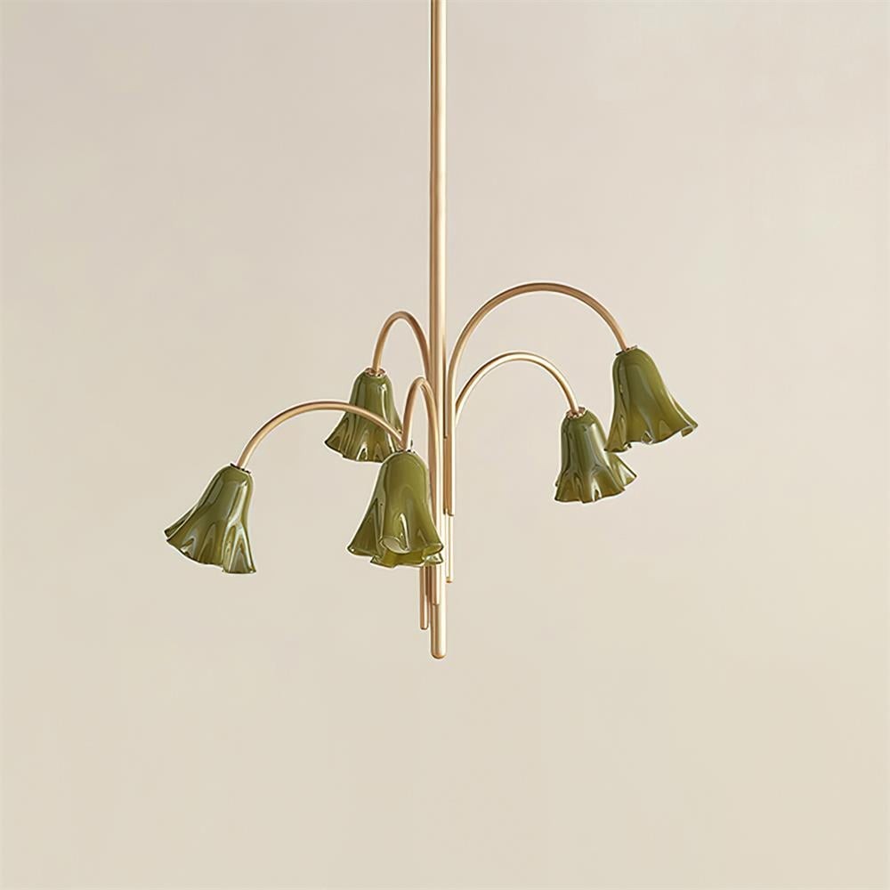 Bellina moderne romantische kroonluchter - botanisch lelie-ontwerp met glazen bloemen HL1642