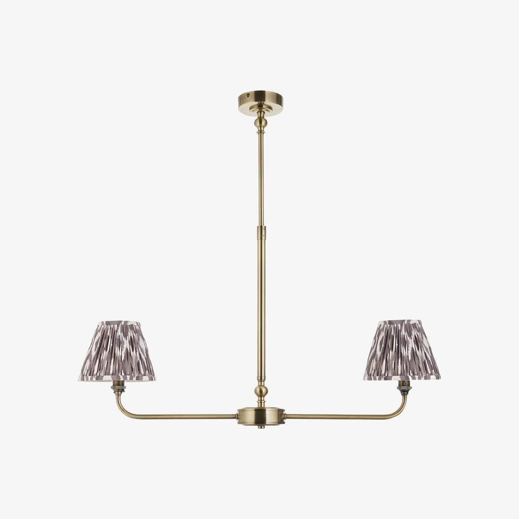 Zevatik Classic kroonluchter van stof met ikat-patroon - Kroonluchter met metalen beugel HL2116
