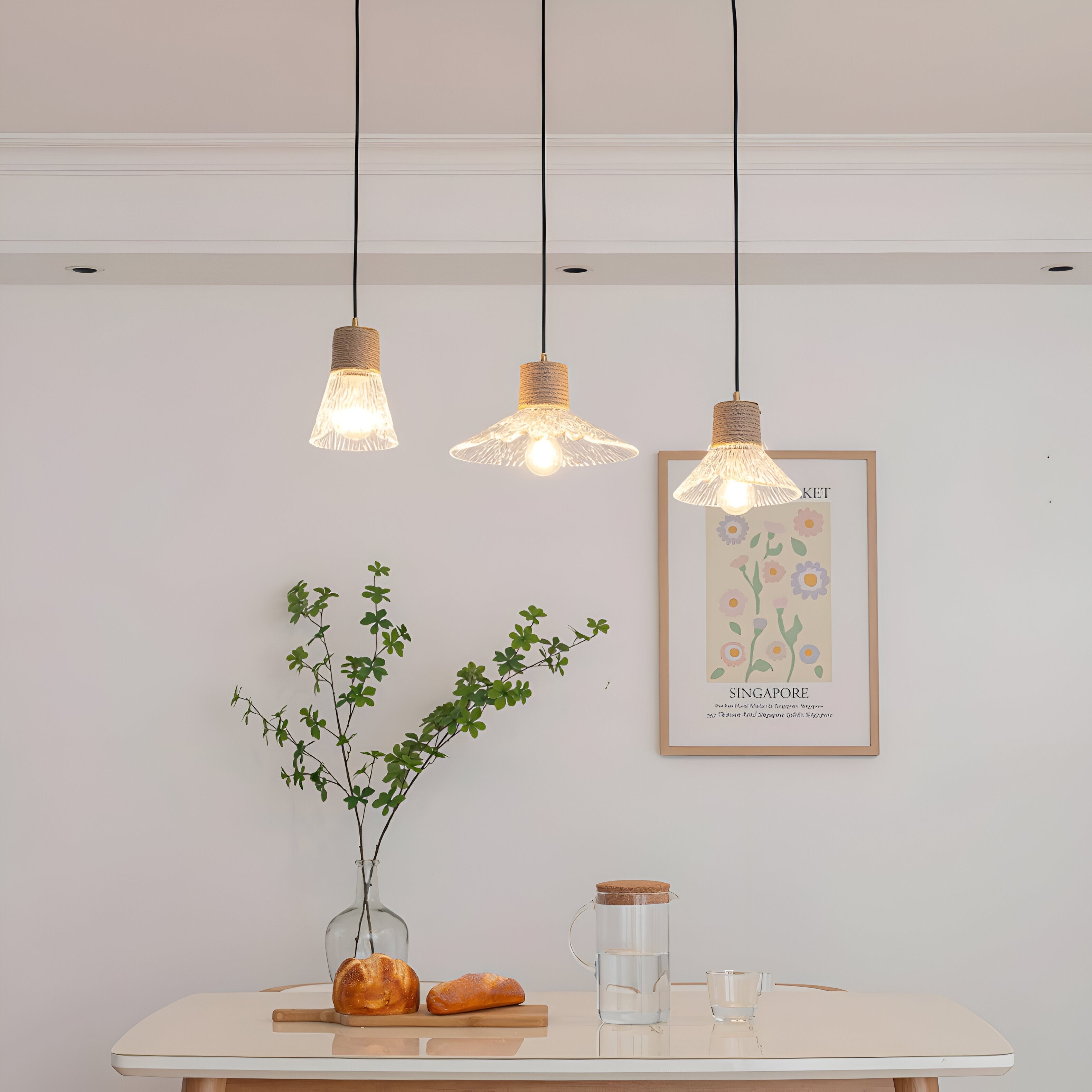 Nordic henneptouw glazen hanglamp HL1209