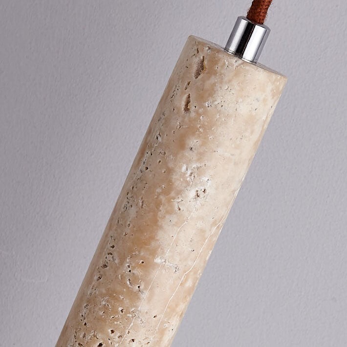 Japanse Wabi Sabi gele travertijn cilinder hanglamp met 1 lichtpunt HL970