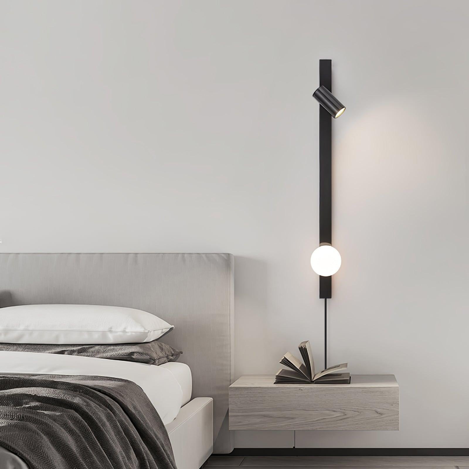Moderne zwarte lineaire wandlamp met lange arm HL1123