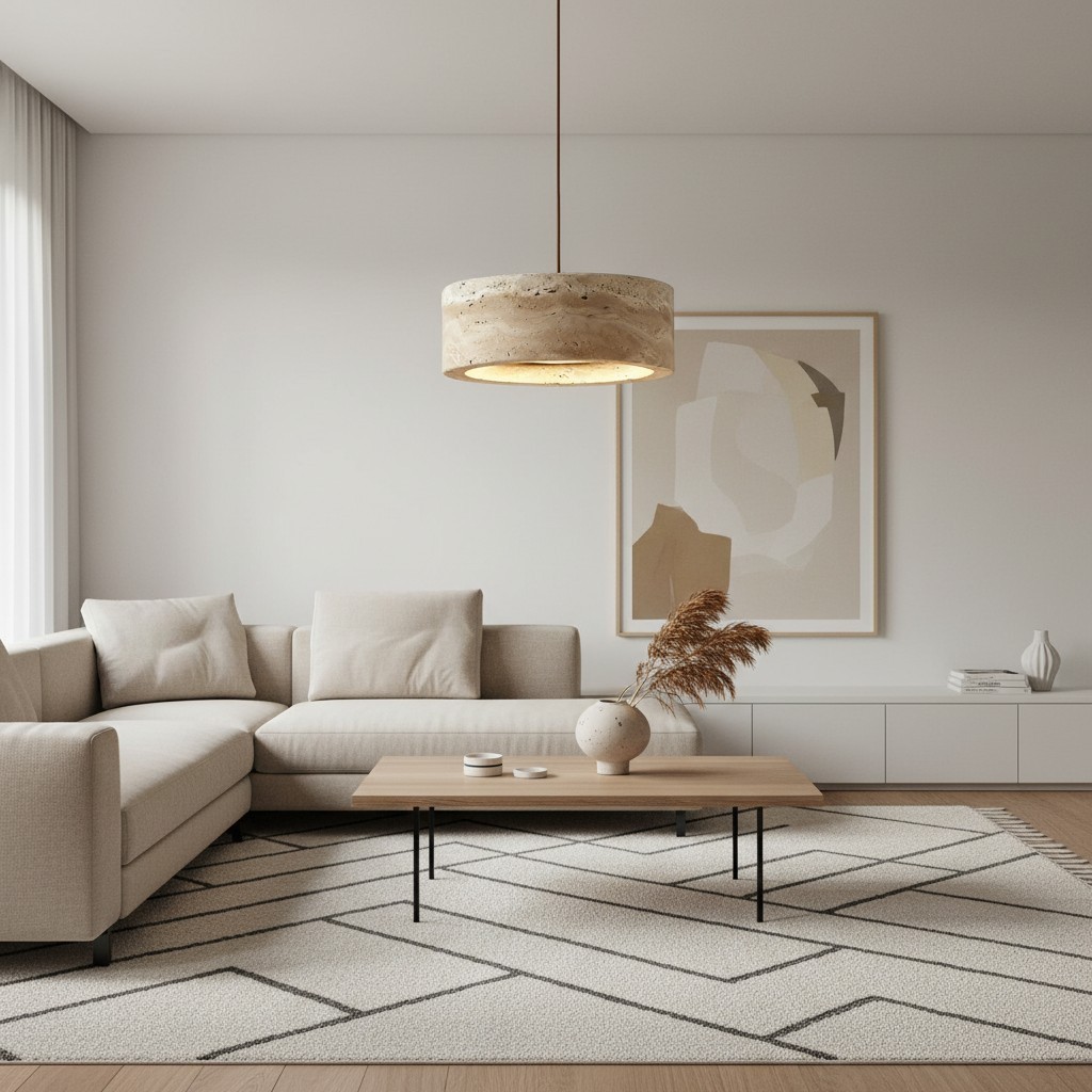Kairis Travertijn Natuurstenen Hanglamp - Vintage Stijl Verlichting voor Eet- en Woonkamers HL2343