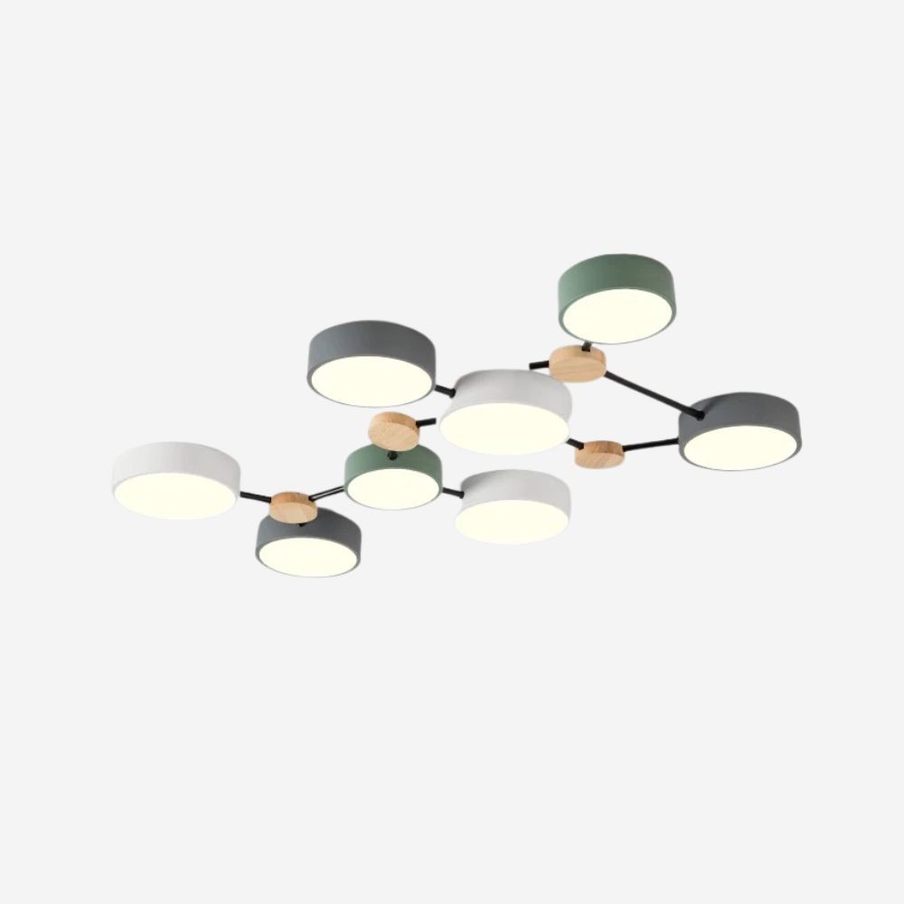 Moderne plafondlamp met houten schijf - LED-lamp met takken voor woonkamer HL1346