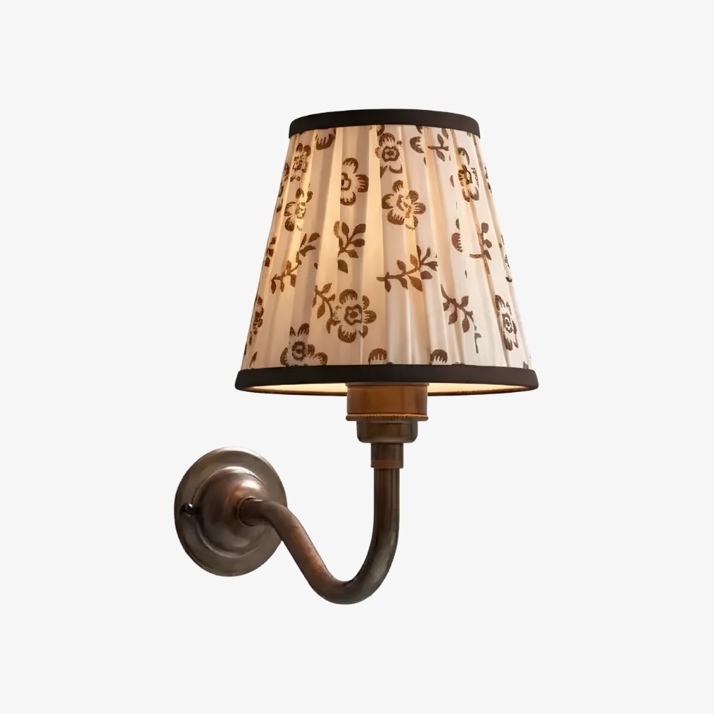 Vintage Cottaloy wandlamp met gebogen arm en stoffen bekleding voor de woonkamer of slaapkamer HL3579