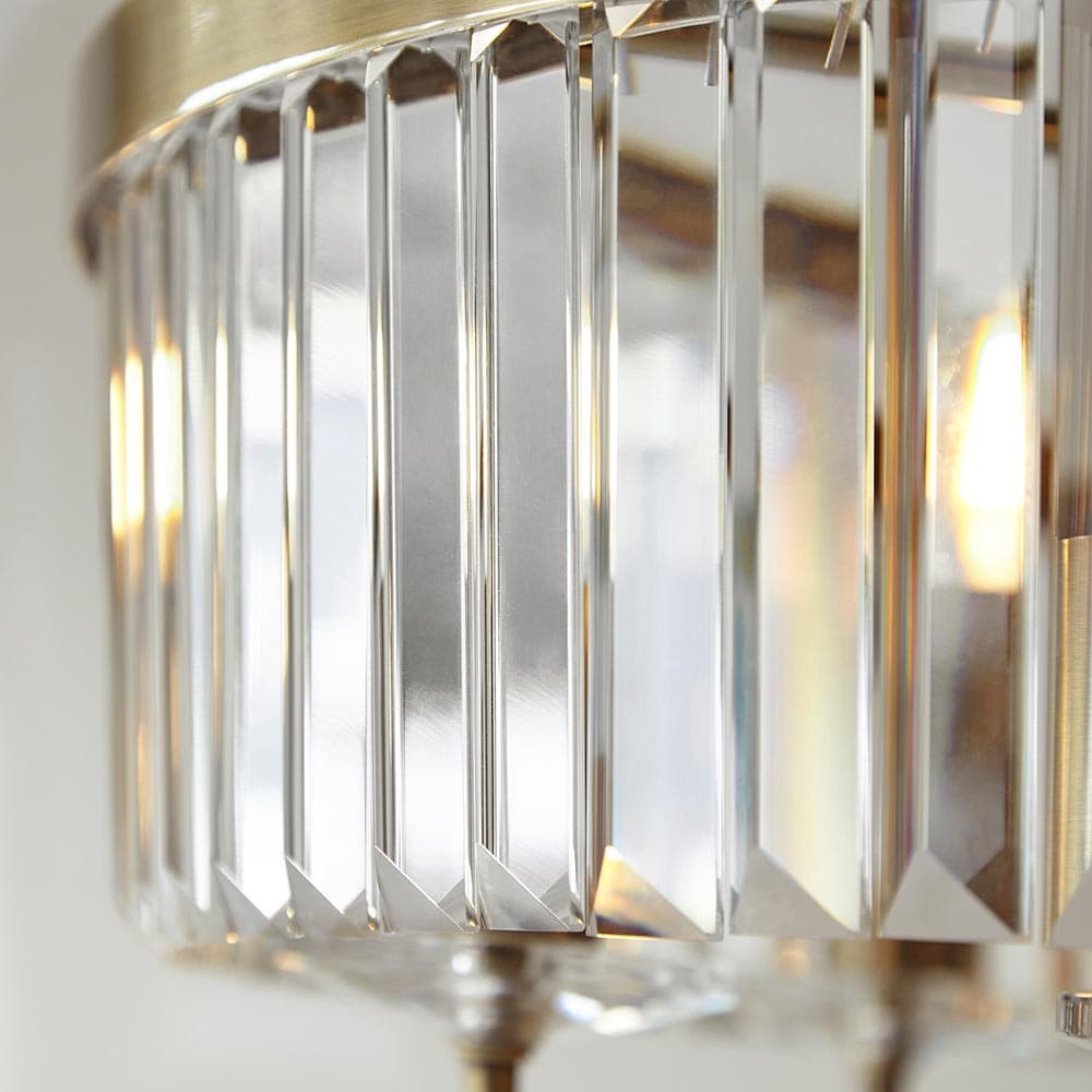 Beveline ronde hanglamp met 6 lichtpunten - geslepen glazen kappen, elegant metalen frame voor eetkamer, keukeneiland HL2066