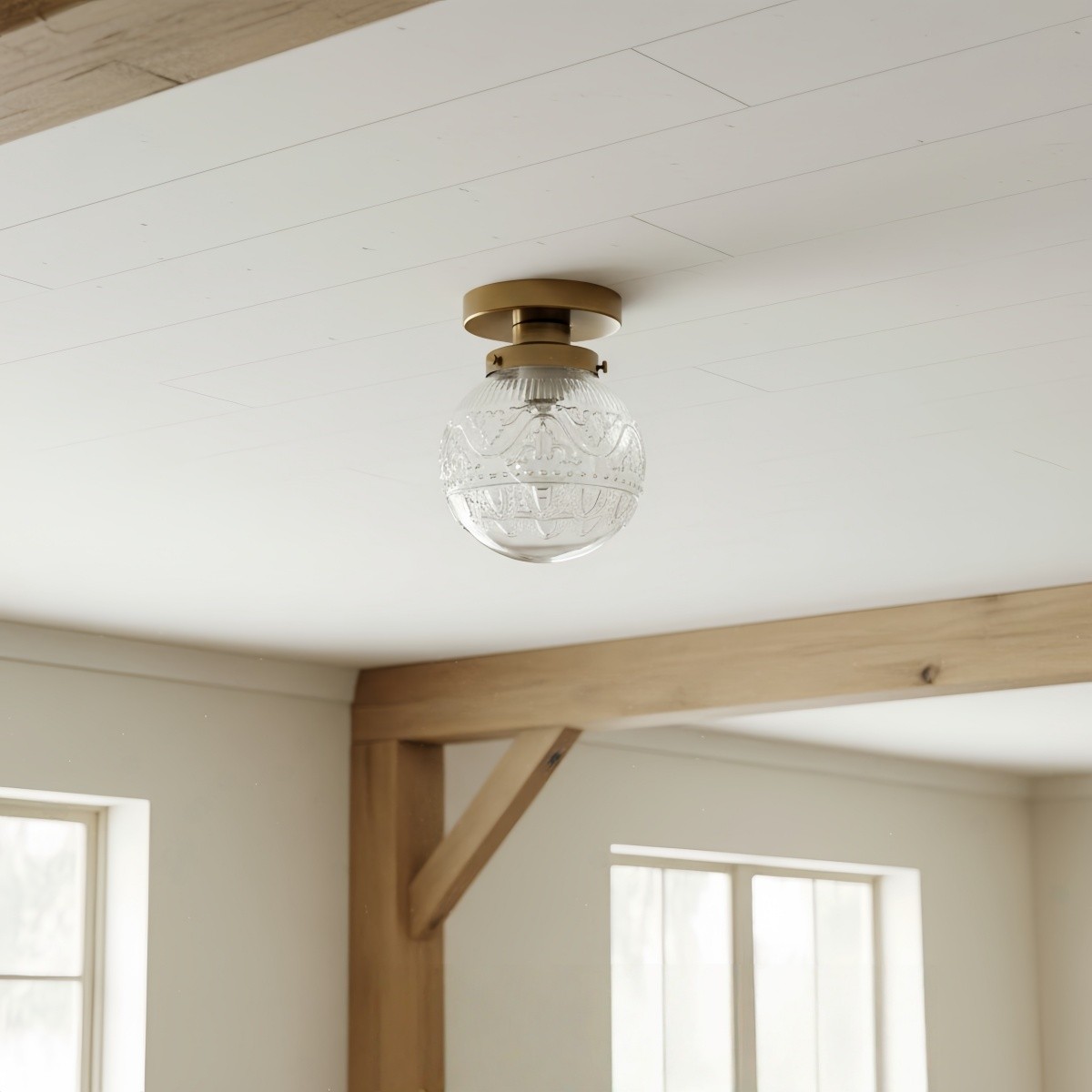 Naveliro Bolvormige Glazen Plafondlamp - Tijdloos Design voor Woonkamer en Keuken HL2423