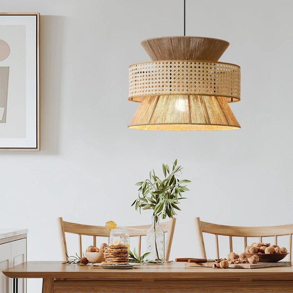 Handgeweven henneptouw rotan hanglamp HL3366