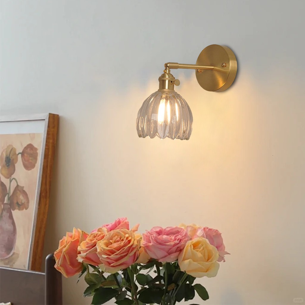 Vintage glazen bloemknop tulp wandlamp HL211