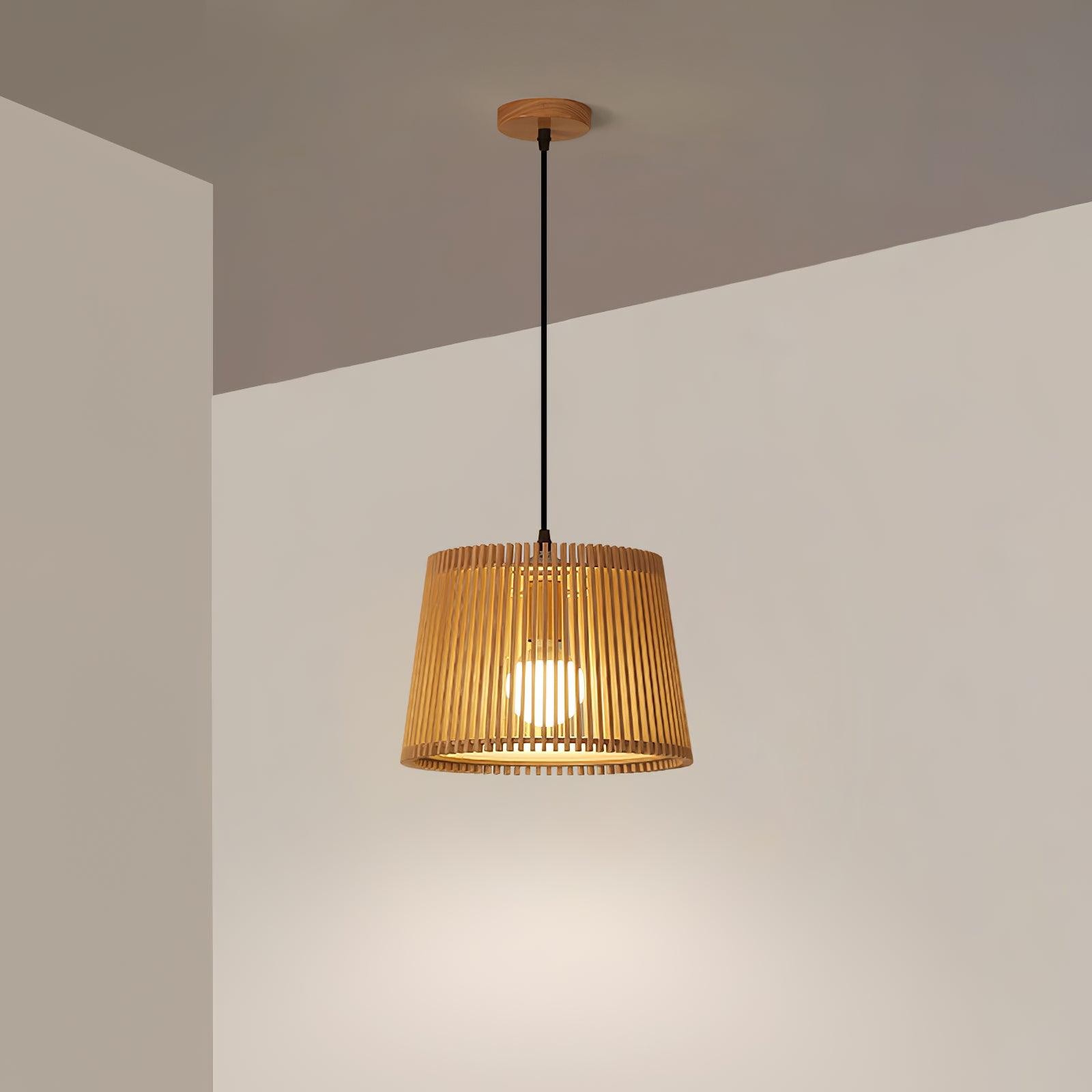 Houten boomstamkleurige kooi hanglamp HL752