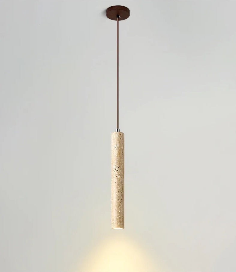 Japanse Wabi Sabi gele travertijn cilinder hanglamp met 1 lichtpunt HL970