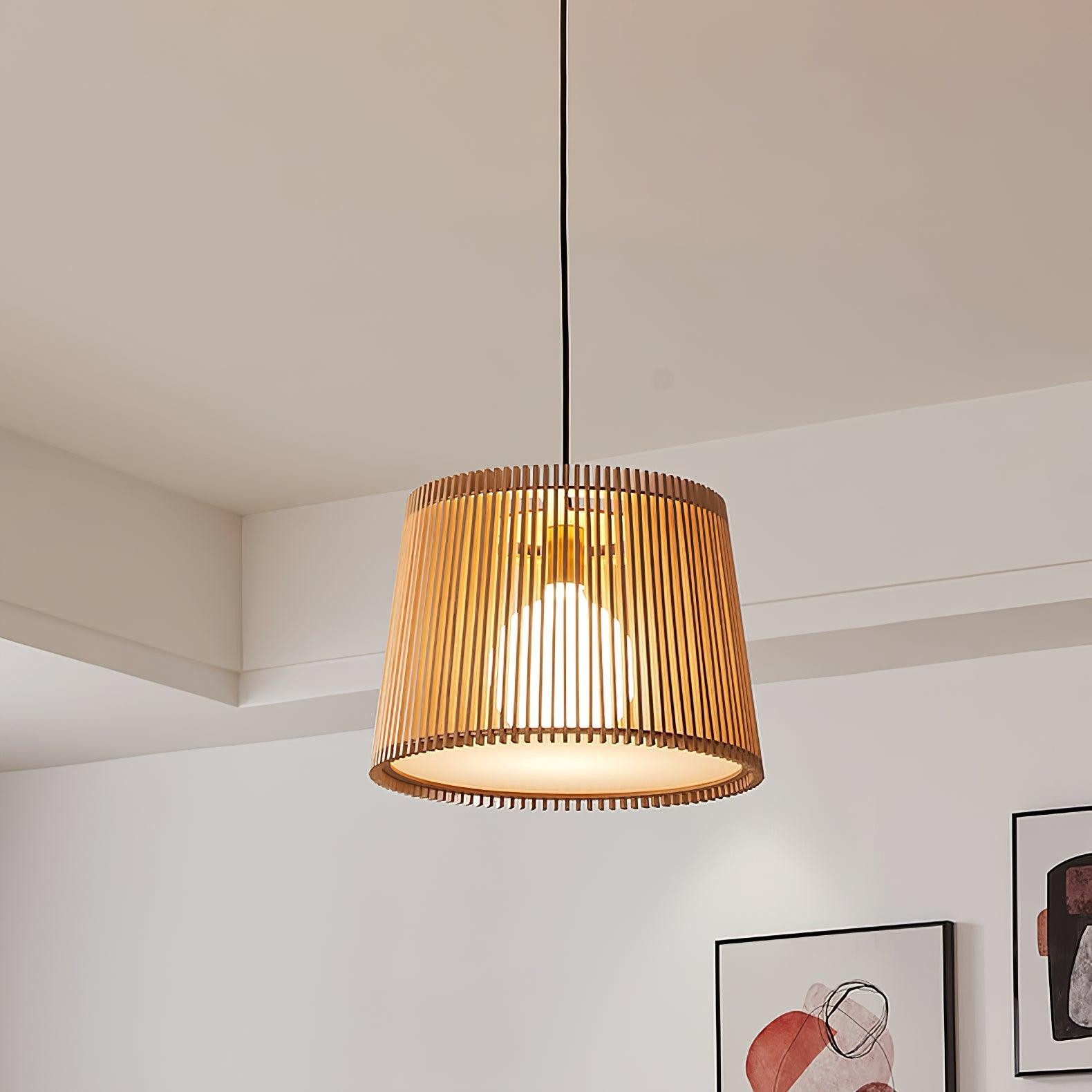 Houten boomstamkleurige kooi hanglamp HL752