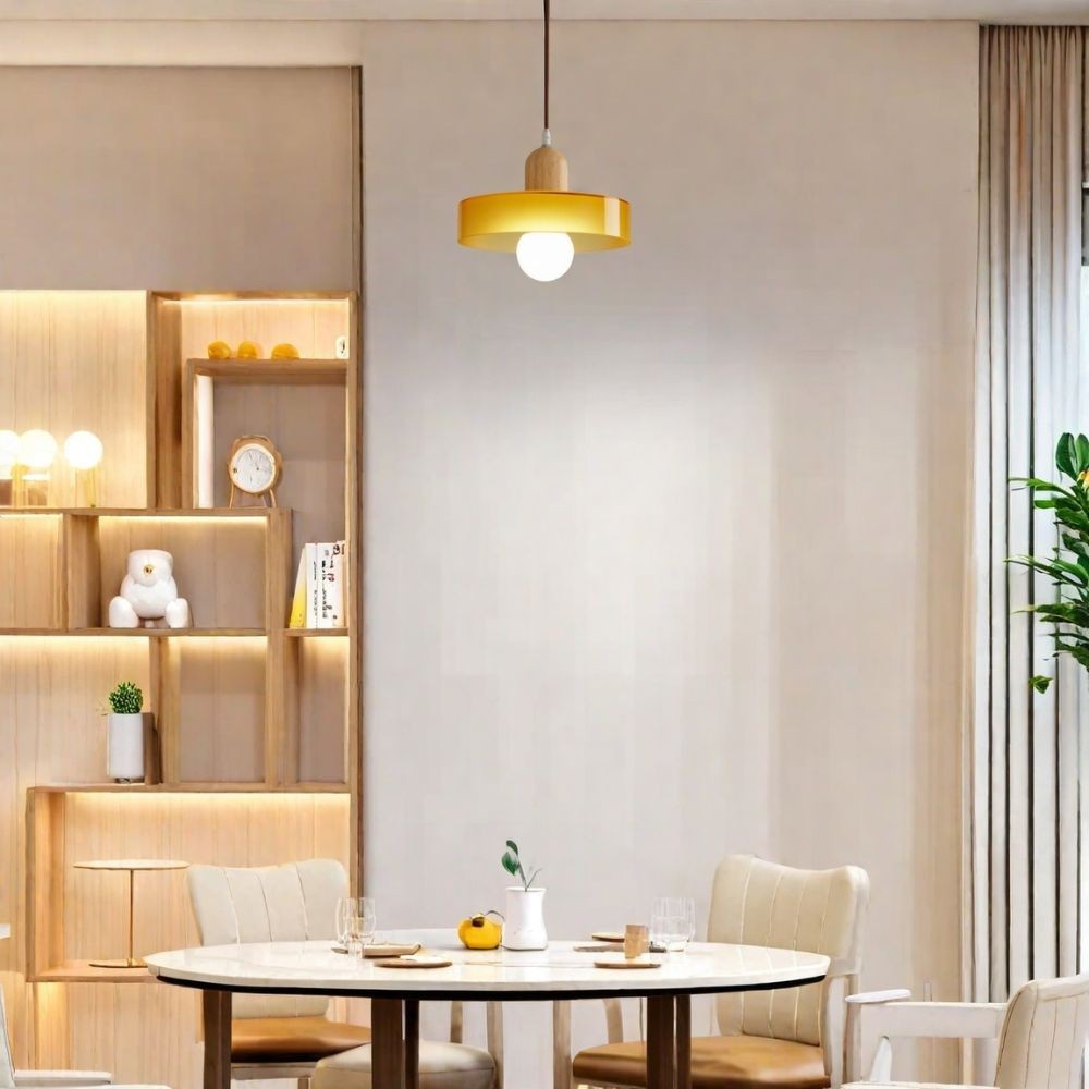 Morandi Glazen Hanglamp - Houten Schijfontwerp HL1047