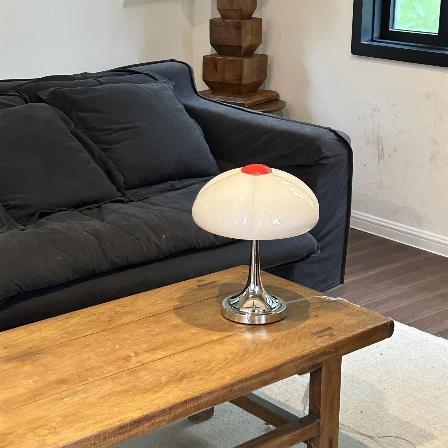 Crèmekleurige glazen paddestoel tafellamp HL883