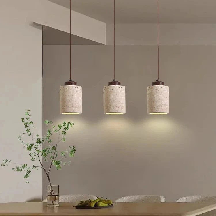 Scandinavische minimalistische hanglamp van travertijn met transparante afwerking HL3467