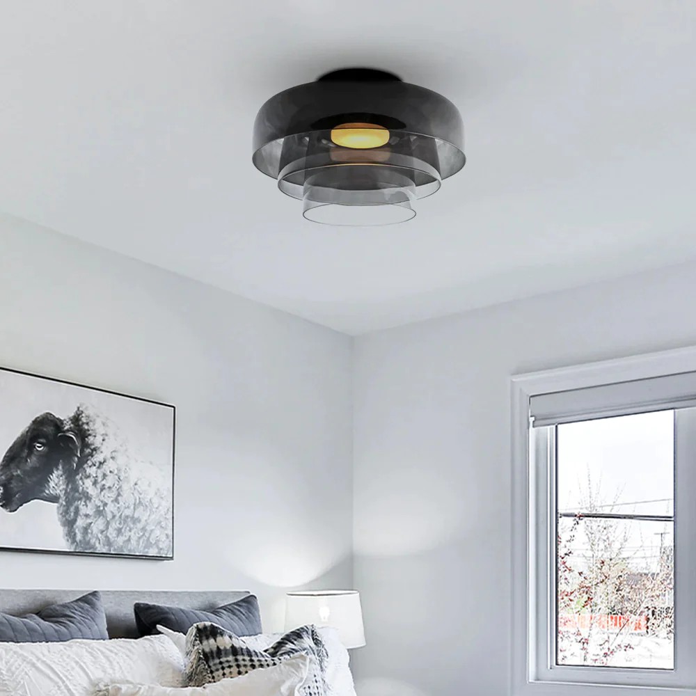 Scandinavische Glazen Schijf Plafondlamp - Noordse Macaron-stijl Lamp voor Woonkamers HL204