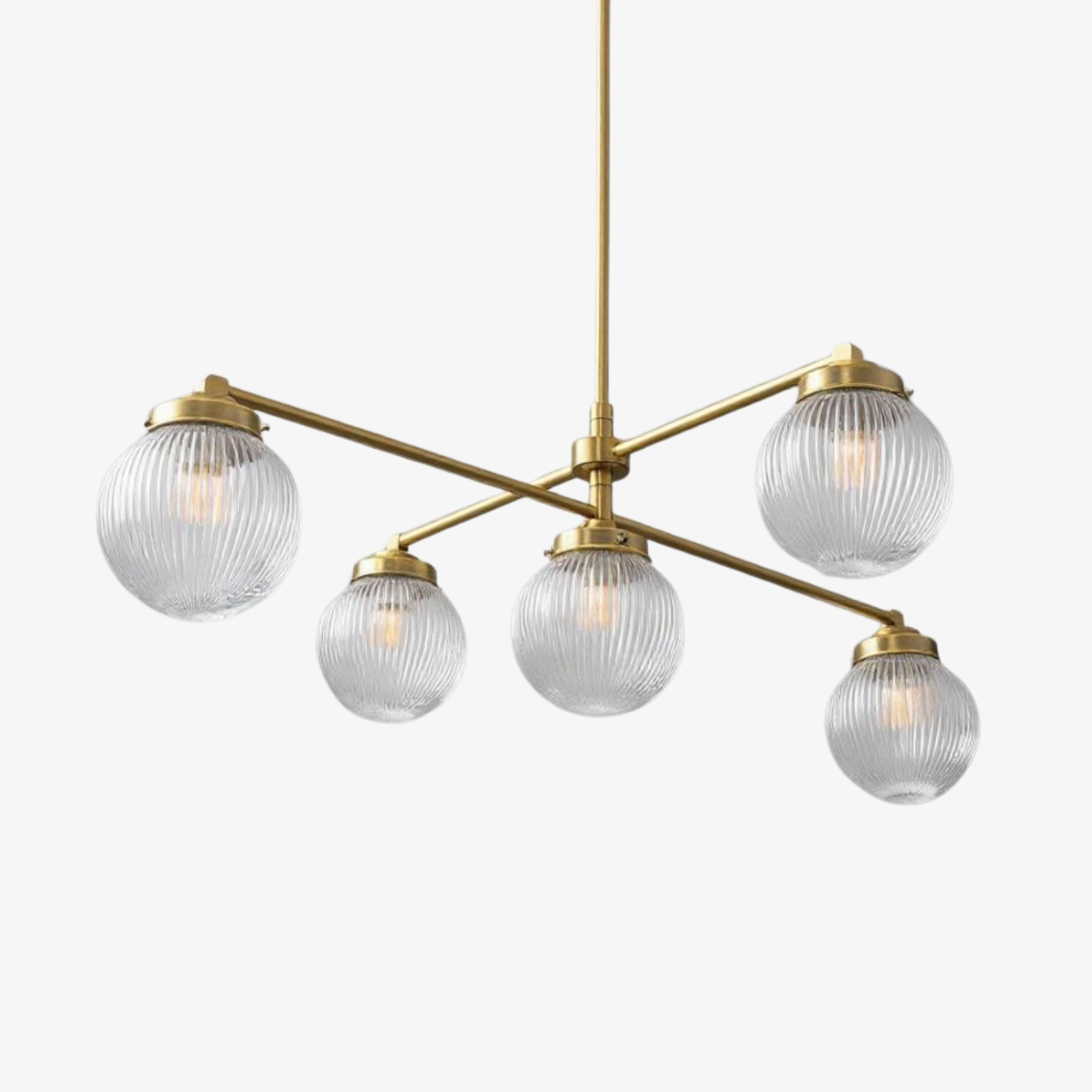 Glorica Glazen Kroonluchter met Gematteerde Glazen Bol - Moderne Verlichting van Messing voor Woonkamer HL1741
