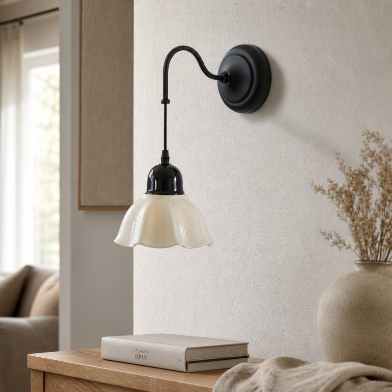Cazelle Vintage Wandlamp met Bloemenmotief - Artistieke wandlamp met bloemendesign voor slaapkamer en hal HL3588