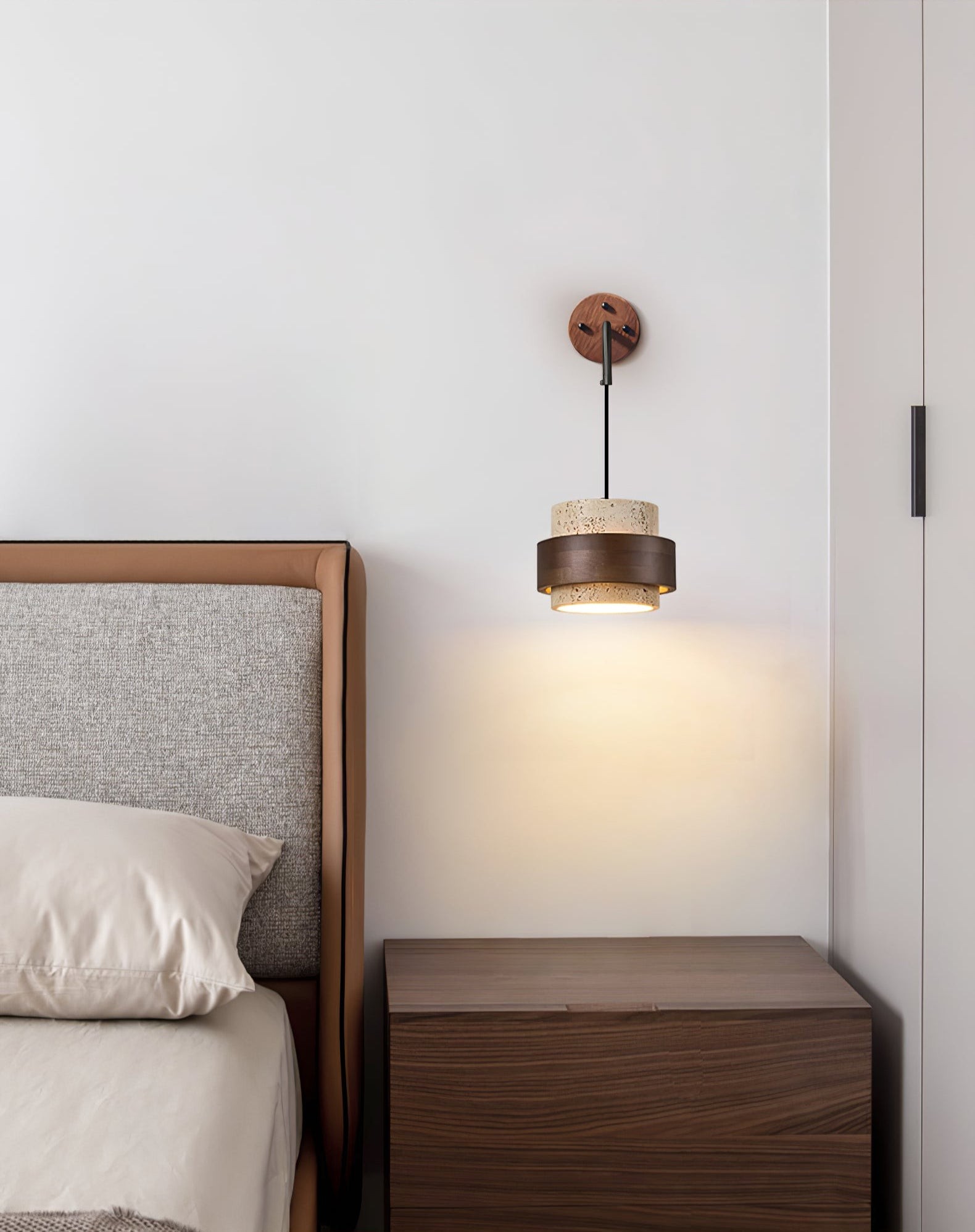 Stonova Travertine Emmer Houten Ring Wandlamp HL1114