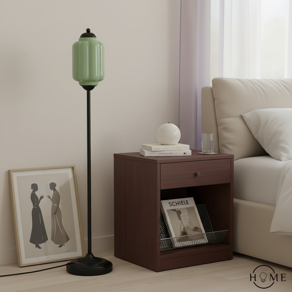 Eloise Vloerlamp van getextureerd glas in pompoenvorm - Organisch artistiek ontwerp en retrostijl voor de woonkamer HL2510