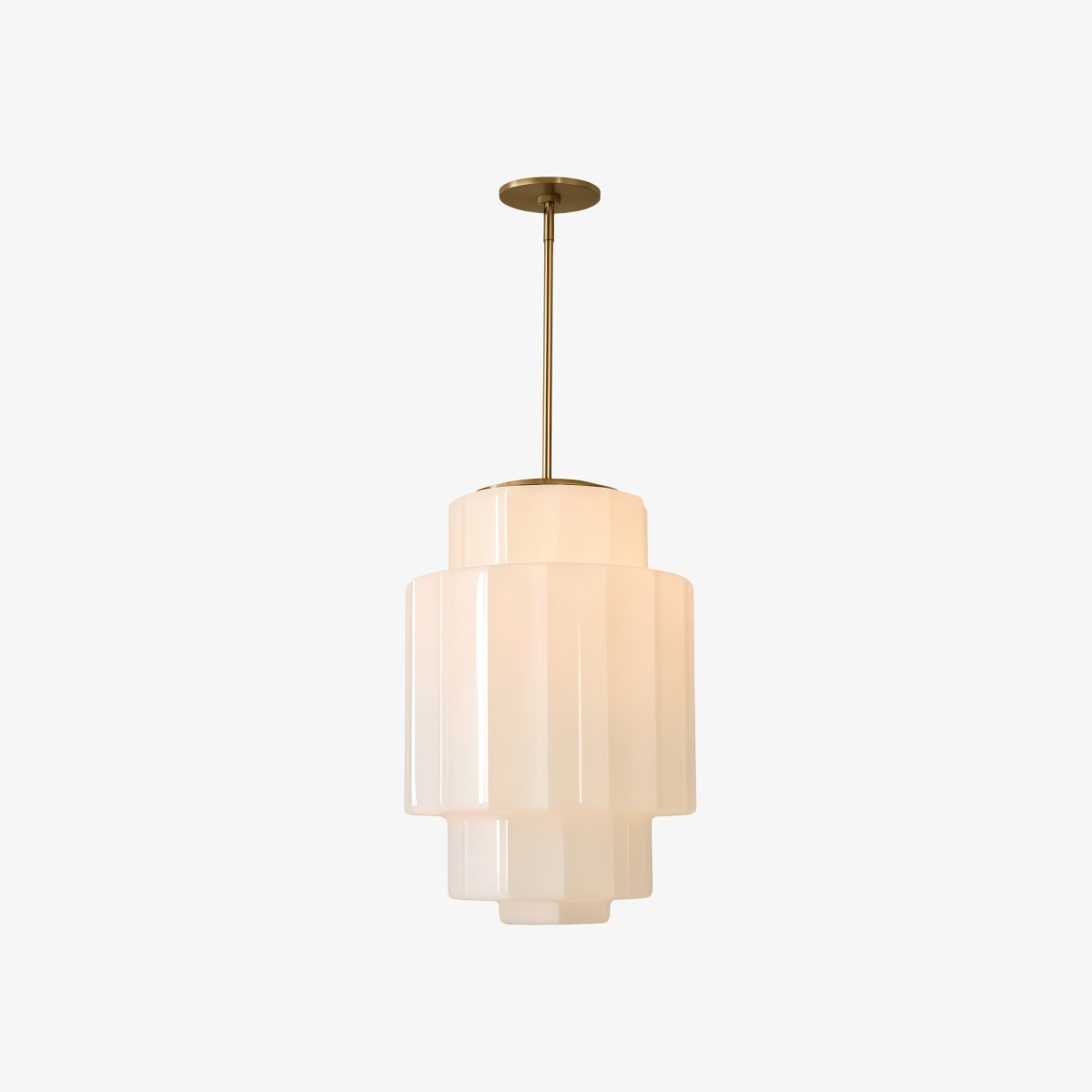 Antieke Messing Hanglamp met Opaalglas - Vintage Hanglamp met Meerdere lagen voor de Eetkamer HL1042