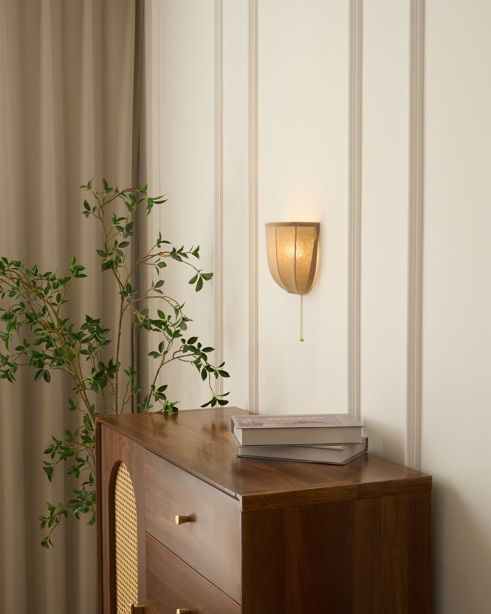 Fablune linnen wandlamp - moderne wandlamp met stoffen kap en textuur voor de woonkamer HL1134
