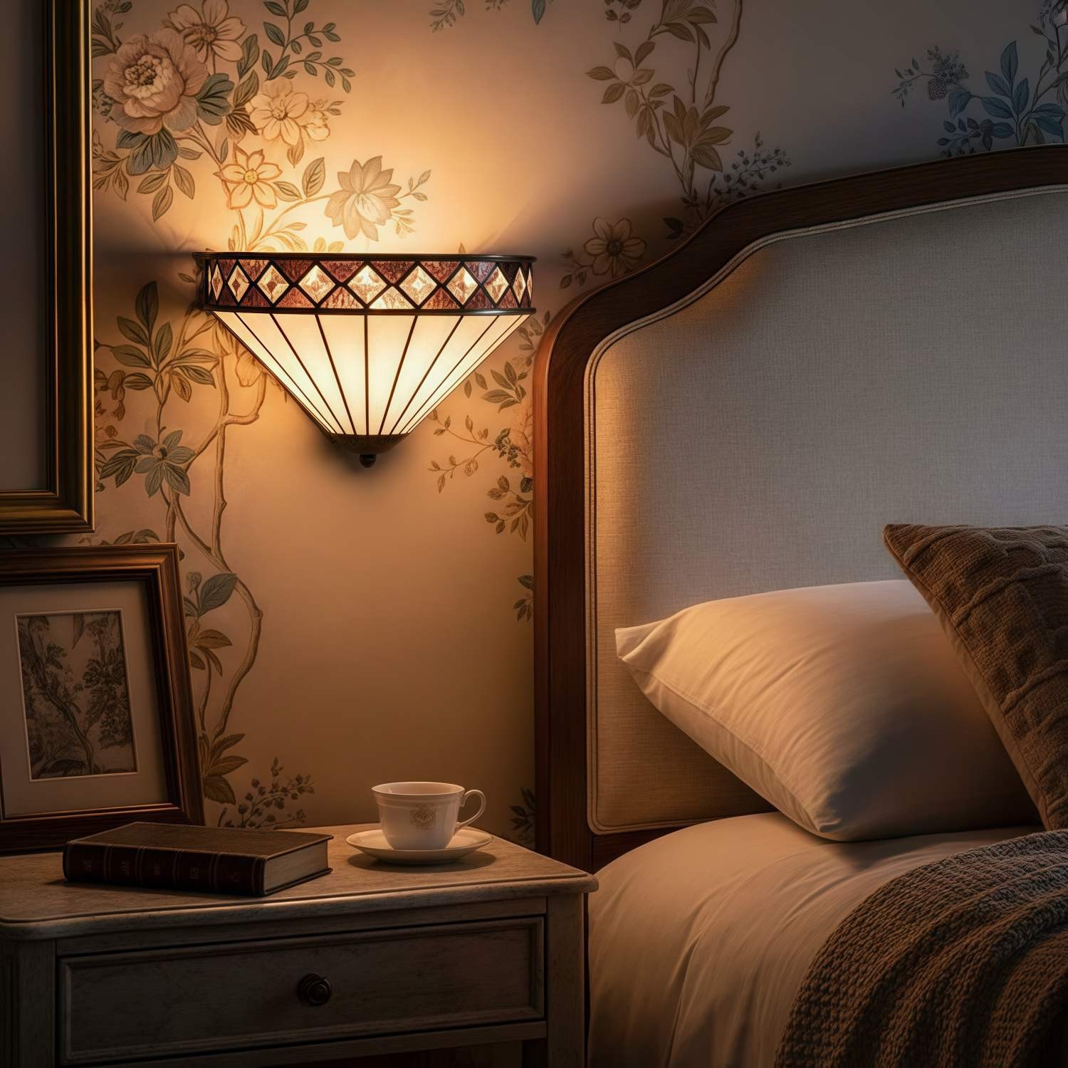 TF Fargo Art Deco wandlamp met diamantmotief - Glazen wandlamp voor hal en slaapkamer HL2181