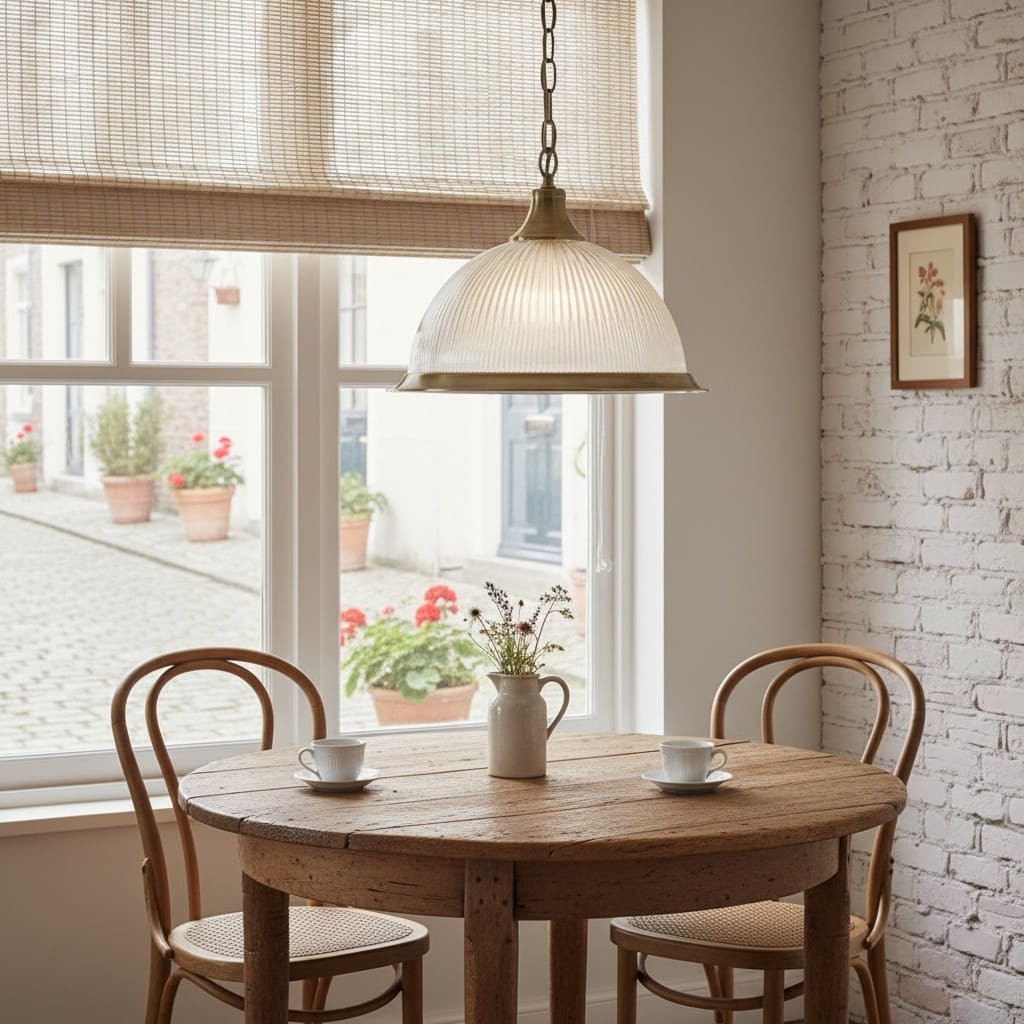 TF Vintora Hanglamp met geribbeld glas - Elegante metalen afwerking voor keukens, eetkamers en gangen HL2221