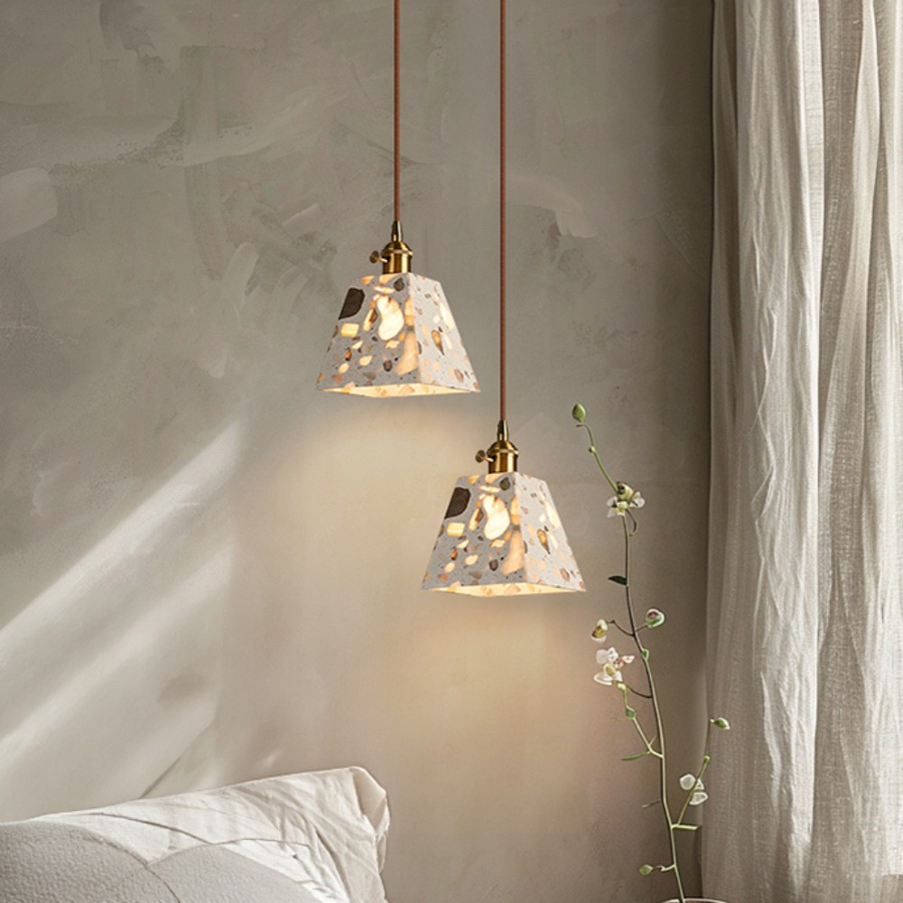Natuurlijke Wabi-sabi Doorschijnende Terrazzo Hanglamp HL1003