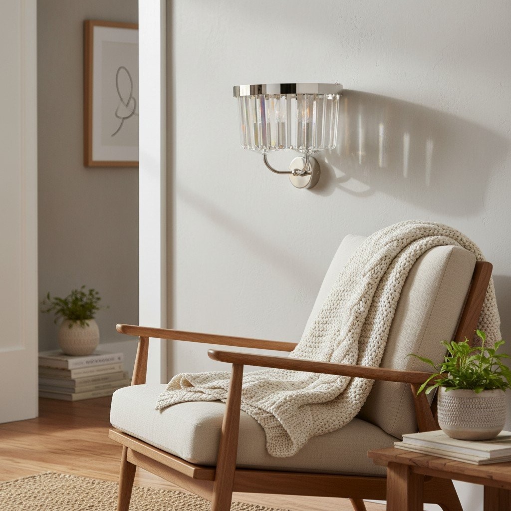 Beveline wandlamp met facetgeslepen helder glas - Klassieke metalen wandlamp voor hal en woonkamer HL2080