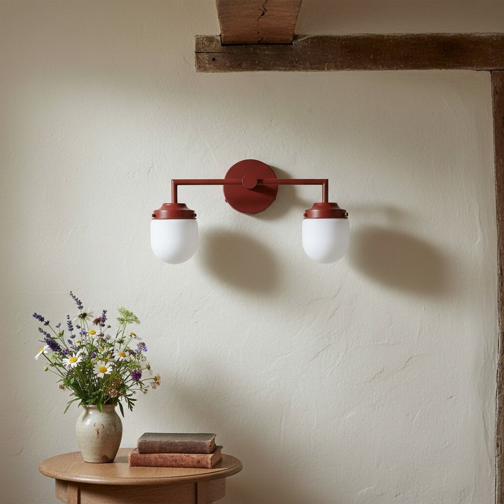 Opaalglas dubbele wastafellamp - Vintage stijl badkamer dubbele wandverlichting HL1665