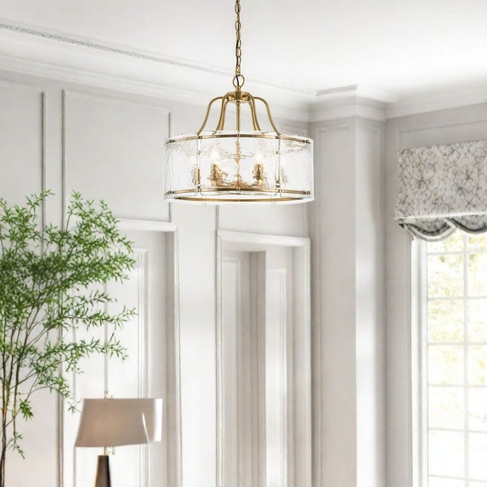 Vintage Metalen Hanglamp met Textuur van Geborsteld Glas HL1009
