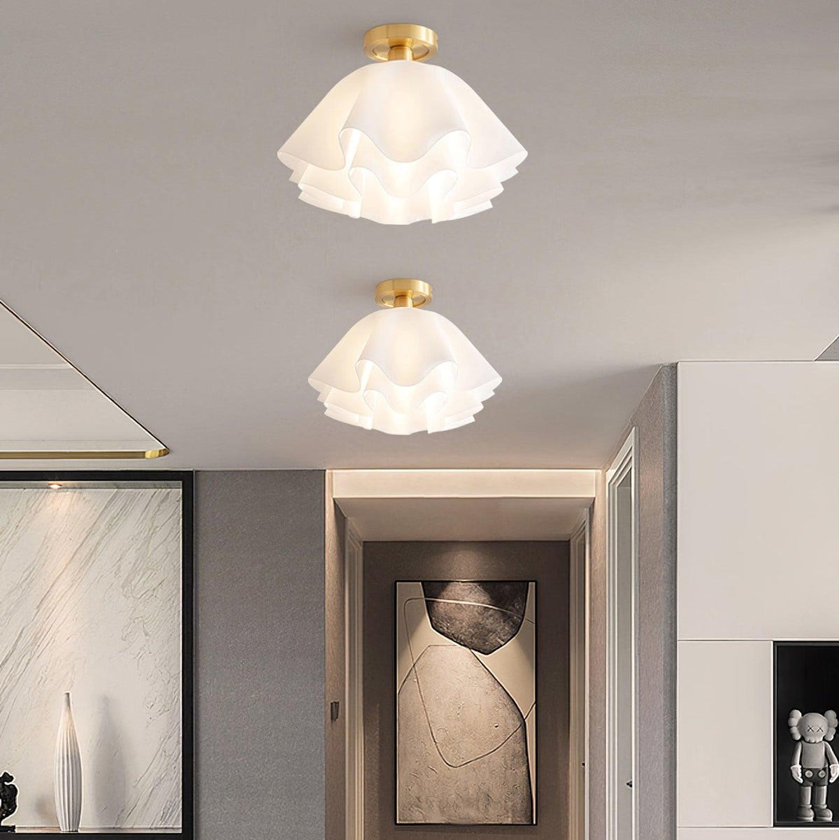 Lustra geplooide retro messing acryl plafondlamp HL3512