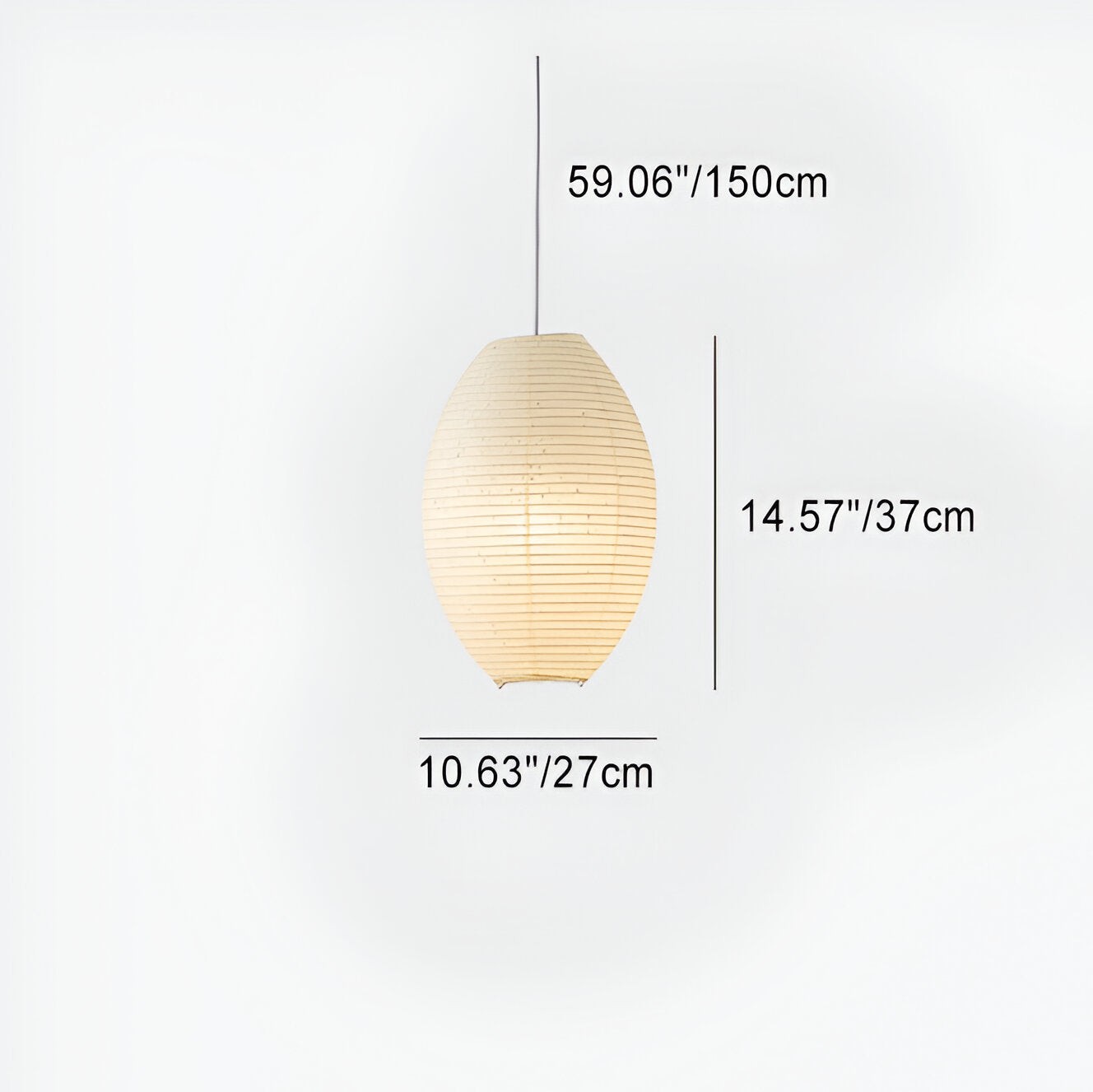 Traditionele Japandi Wabi-Sabi elliptische papieren hanglamp HL3495
