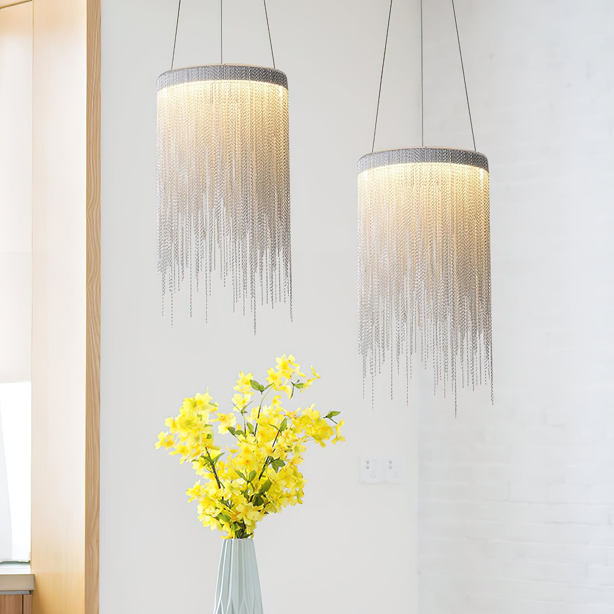 Hanglamp met aluminium ketting en kwastjes HL1181