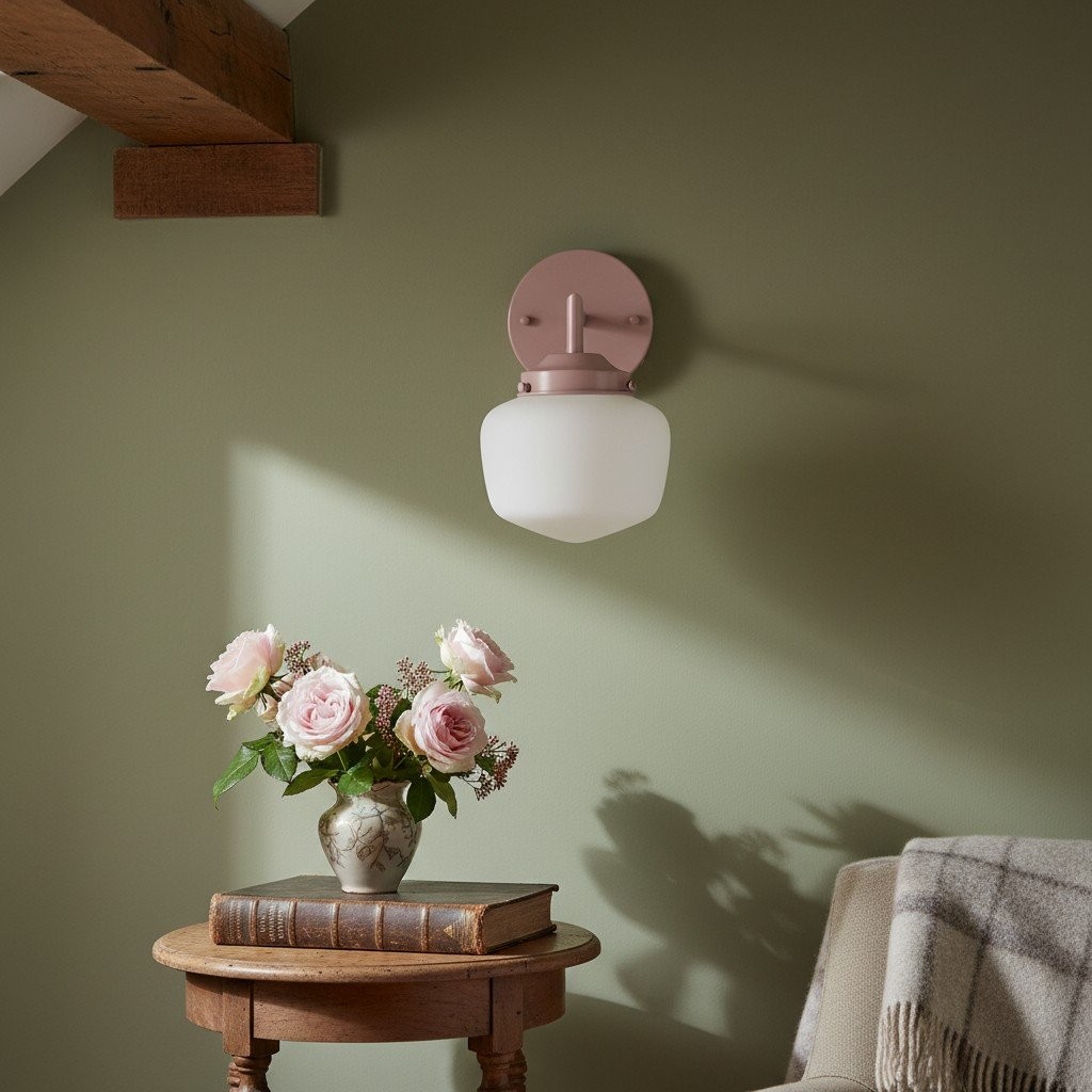 Opaalglazen wastafellamp - Vintage geïnspireerde badkamerwandverlichting HL1666
