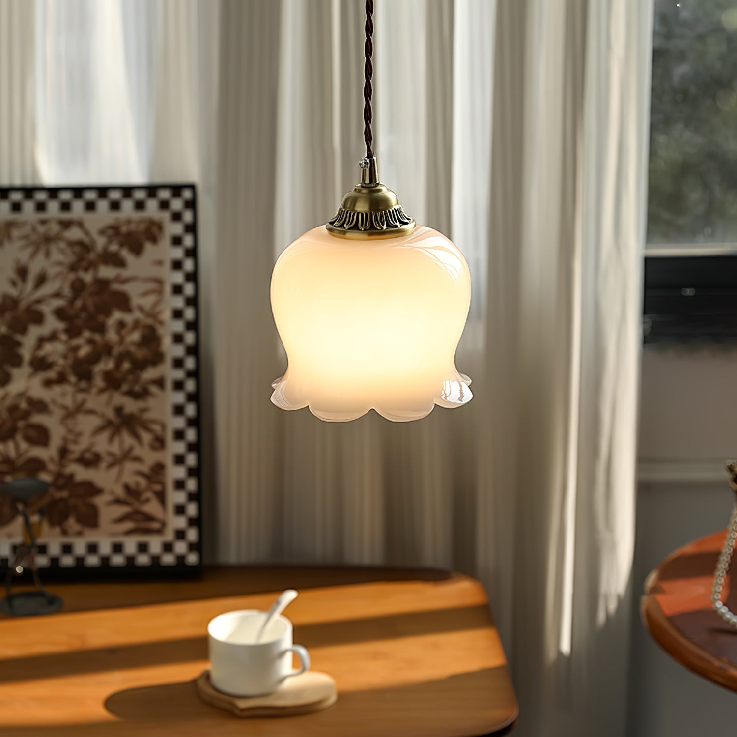 Retro Crème Lily Flower Hanglamp HL302