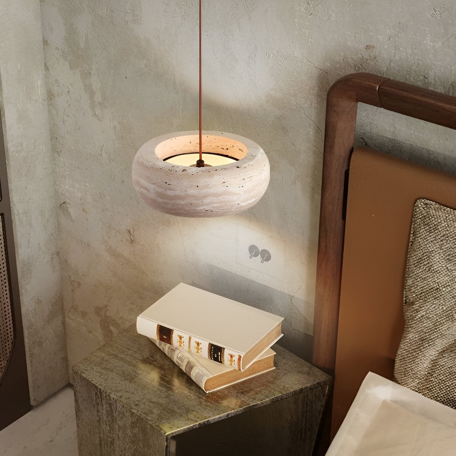 Hanglamp van travertijnsteen in Wabi Sabi-stijl HL1295