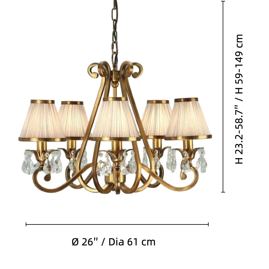 Talonis kroonluchter met meerdere lampen en stoffen armatuur - elegante gebogen metalen armen voor eet- en woonkamer HL2127