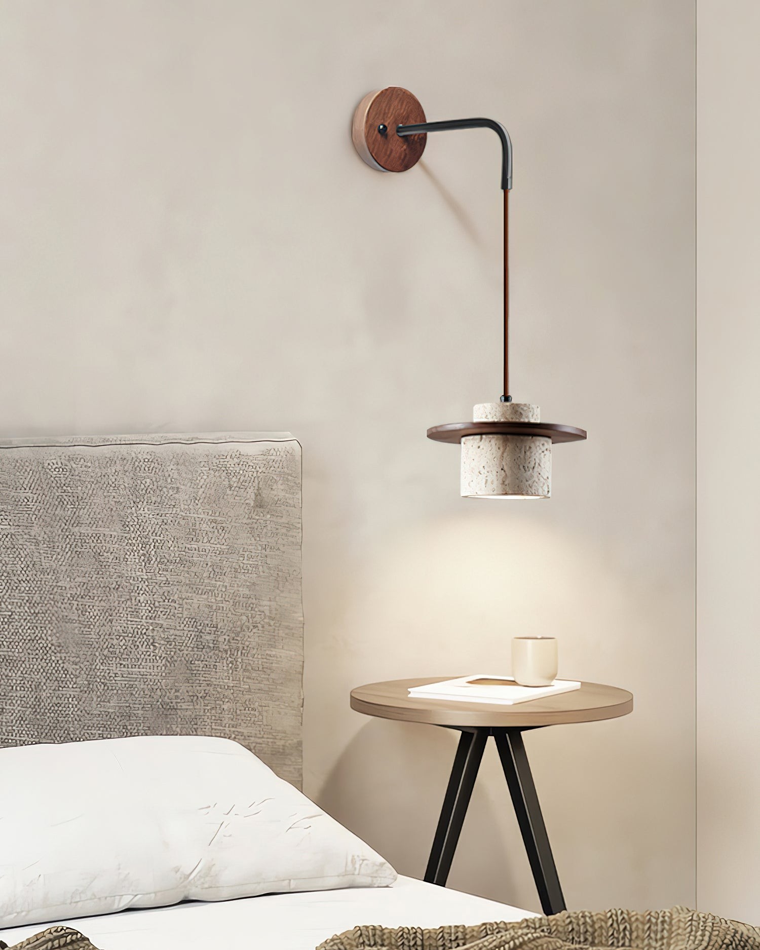 Retro Wabi Sabi getextureerde travertijn wandlamp HL991