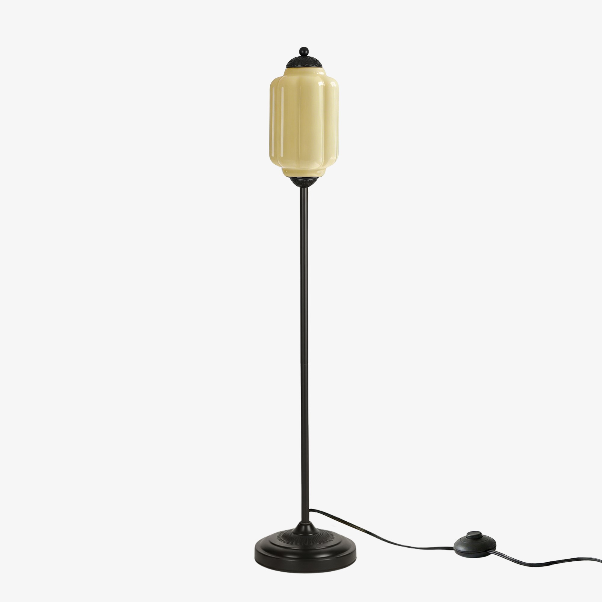 Eloise Vloerlamp van getextureerd glas in pompoenvorm - Organisch artistiek ontwerp en retrostijl voor de woonkamer HL2510