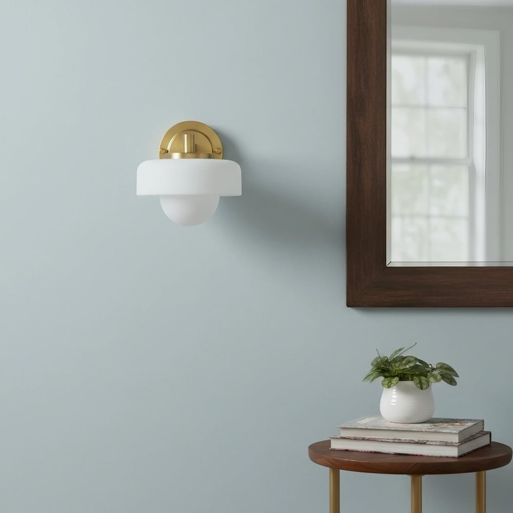 Zirvos Retro Globe Glazen Wandlamp - Elegante Wandlamp met Messingkleurige Kap voor de Gang HL2042