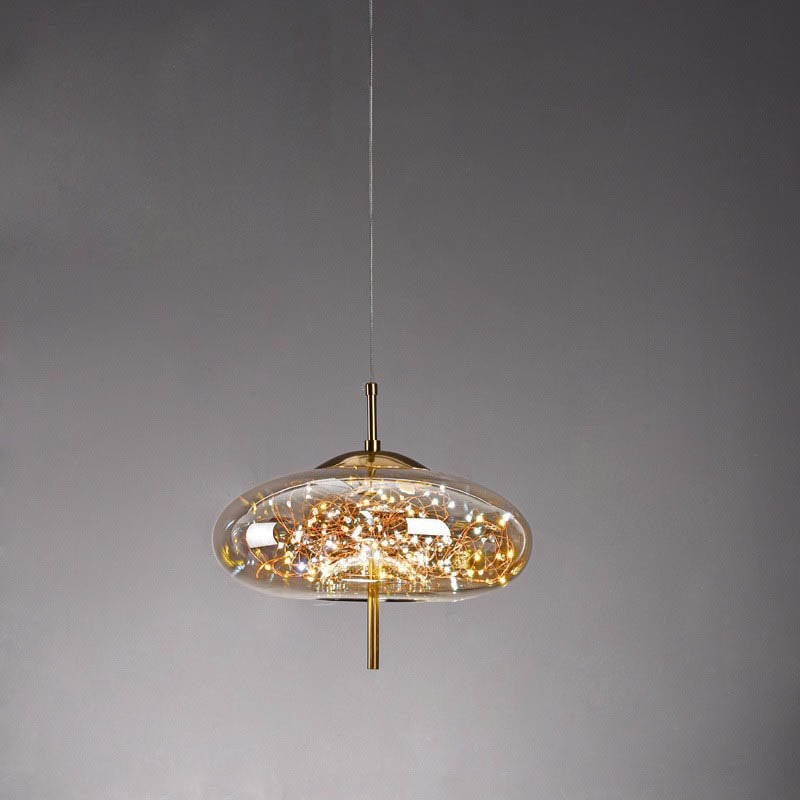 Scandinavische cilindervormige ovale glazen hanglamp HL479