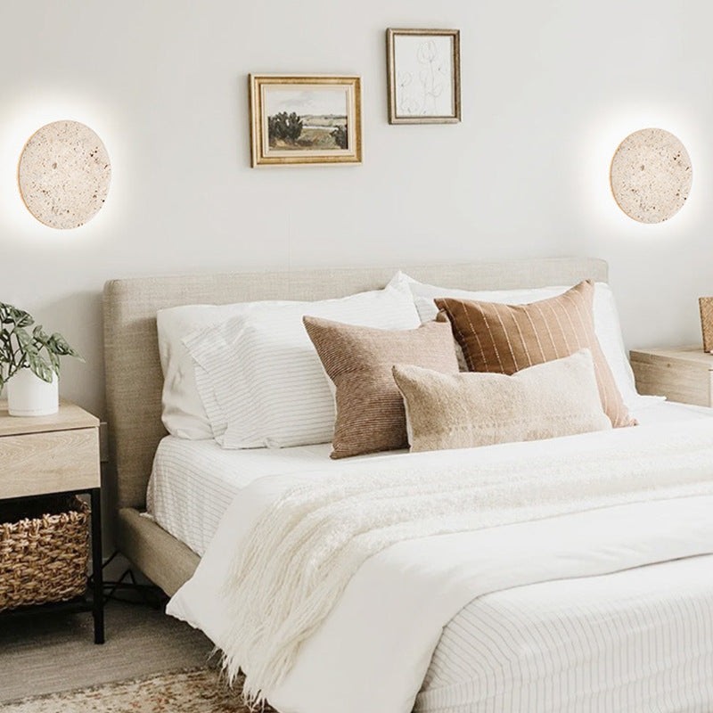 Travertijn stenen ronde wandlamp HL1270