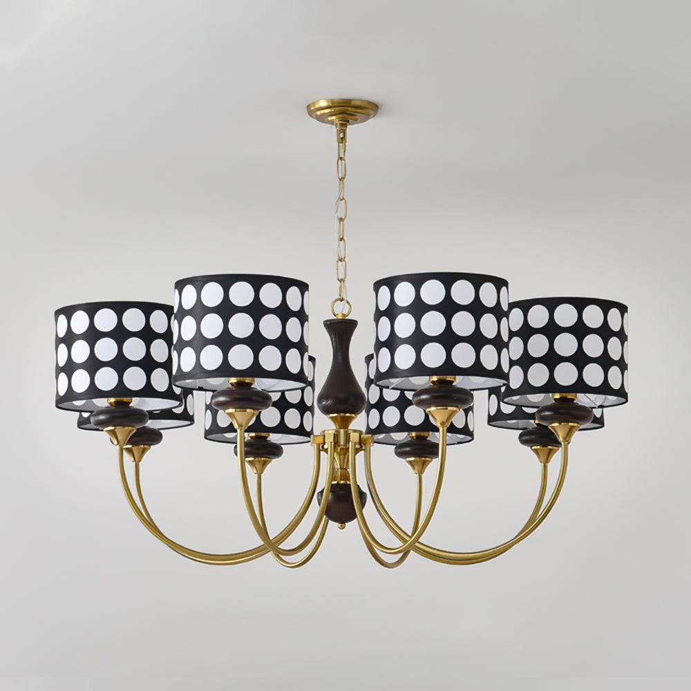 Moderne luxe zwarte kroonluchter met meerdere koppen en stippen HL1121