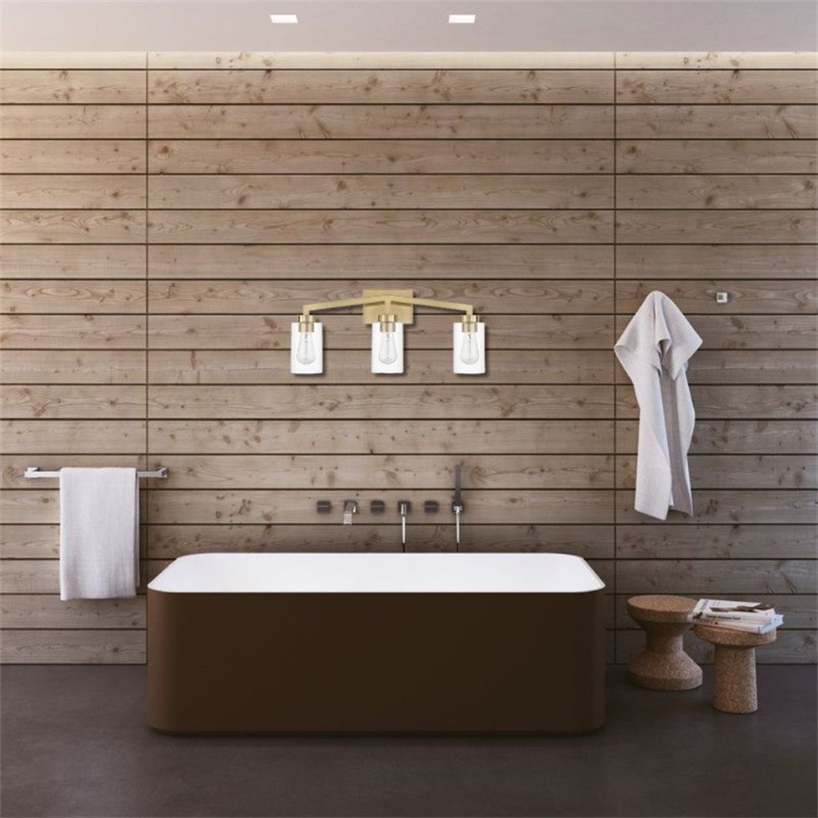 Industriële messing cilindrische glazen wandlamp HL237