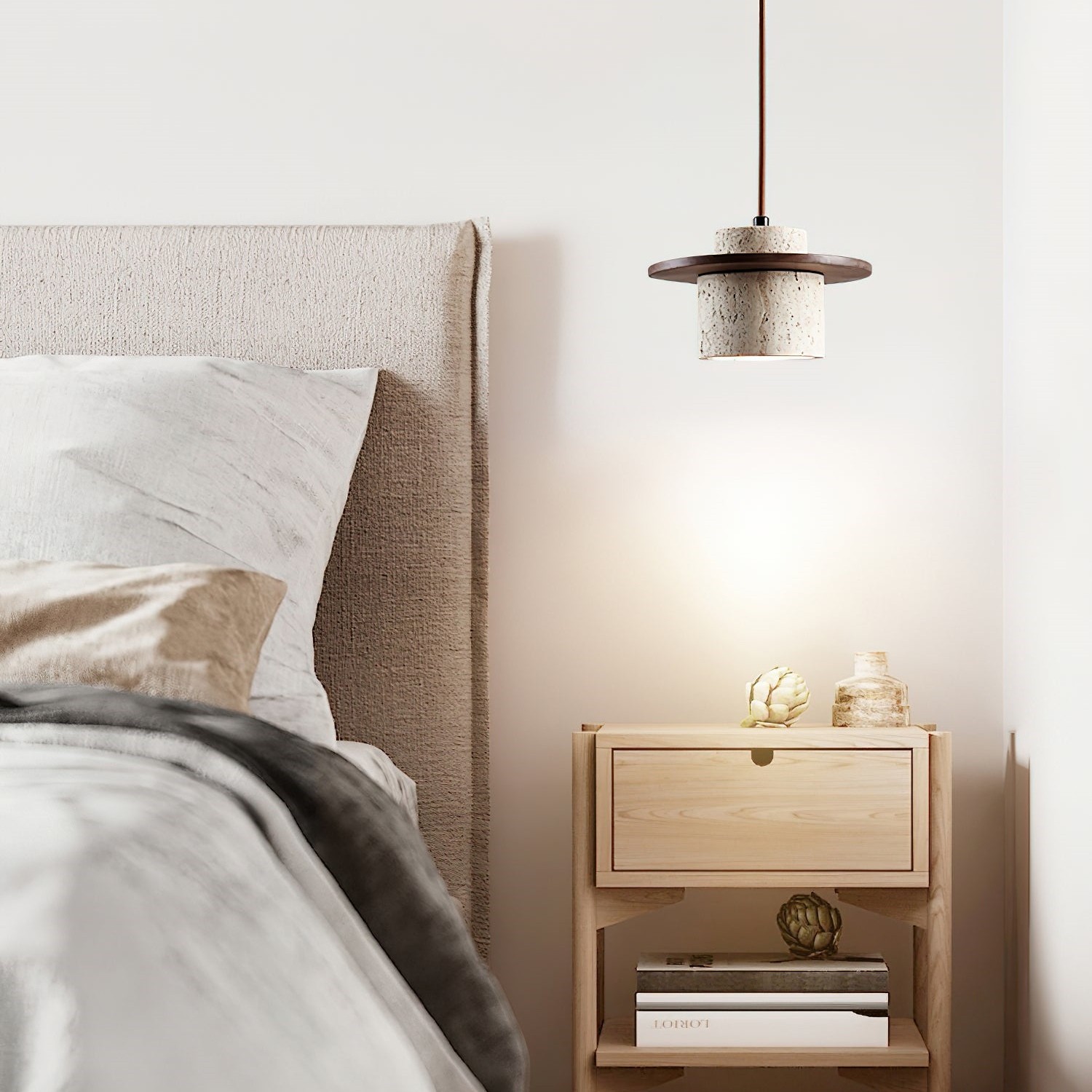 Elegante Cylindra stenen hanglamp met textuur HL992